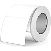 FINDAT White Thermal Labels 2 × 2 Inch Vinyl Rectangular Waterproof Direct Printer Sticker Self-Adhesive Perforated Name Tag for Logo DIY QR Design Office Address 500 PCS