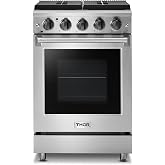Thor Kitchen 24 in. Freestanding Gas Range LRG2401U with 4 Sealed Burners, 3.7 cu. ft. Oven, Storage Drawer, Cast Iron Grate in Stainless Steel