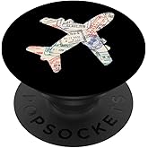 Airplane Shaped Passport Travel Stamps PopSockets PopGrip: Swappable Grip for Phones & Tablets