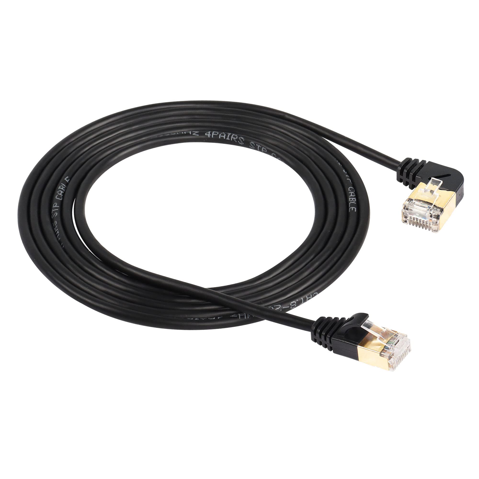 SinLoon RJ45 Cat8 Ethernet Cable,90 Degree UP Male to Male High Speed Cat8 Network Cable,40Gbps 2000Mhz SFTP Patch Cord For Router Modem Server Etc-2m/6.5FT (Right)