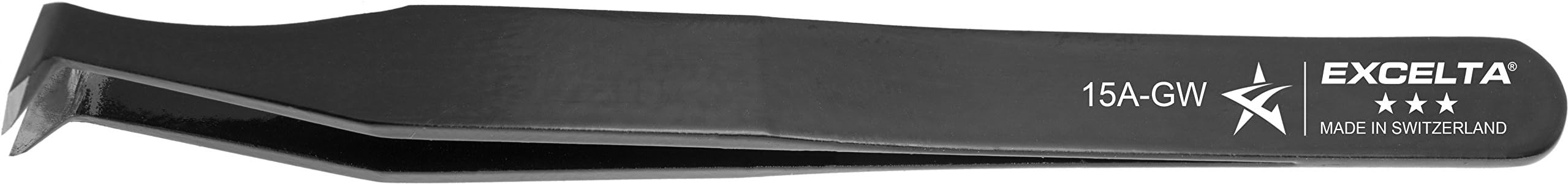 Excelta - 15A-GW - Tweezers - Cutting - Angulated - Three Star - Carbon Steel, 0.1" Height, 0.39300000000000002" Wide, 4.5" Length