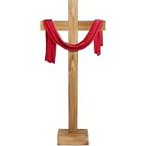 Lineshading 36 Inch Large Wooden Standing Cross Unfinished for Christmas | Wooden Cross Floral Centerpiece, Gift for Christians, Standing Crucifix, for Church Wedding Communion, Catholic Jesus Crafted