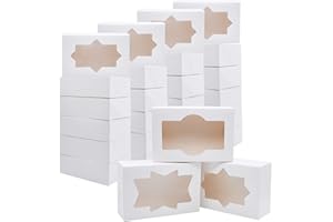JOYIN 36 PCS Christmas Cookie Boxes for Gift Giving, 8.75’’ x 5.75’’ x 2.75’’ Xmas Holiday White Bakery Treat Boxes Containers with Window for Pastries, Cupcakes, Chocolate, Candy, Brownies, Donuts