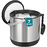 6.8L/7QT Insulated Ice Bucket with Lid & Scoop,Double-Wall Ice Bucket for Parties,Cocktail Bar(Black)