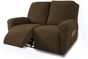 NORTHERN BROTHERS Loveseat Recliner Covers 2 Seater, Stretch Reclining Loveseat Cover, Machine Washable Recliner Loveseat Covers, Furniture Protector Double Recliner Cover for Dog Kid, Brown