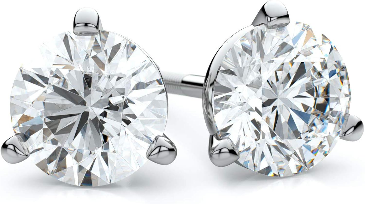 18K White Gold Round BrilliantCut Diamond Stud Earrings