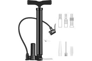 Bike Pump Multifunction Portable Bicycle Tire Floor Pump Mini Bicycle Air Inflator 120PSI T-Handle for Reversible Presta & Sc