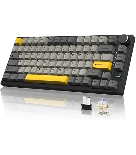 EPOMAKER Ajazz AK820 PRO Teclado Mecánico Inalámbrico con Perilla