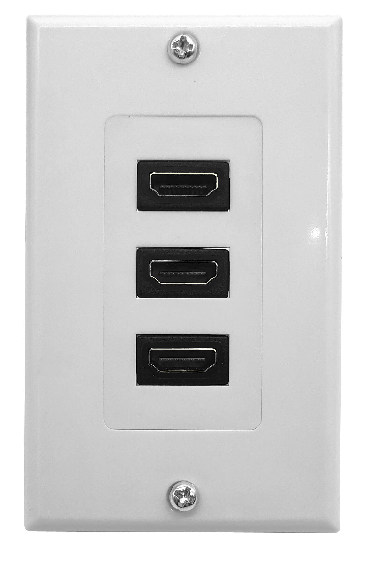 Halokny HDMI Wall Plate - 3 Port HDMI Female Coupler, Component, Composite Wall Outlet Mount Socket Face Plate Panel Cover for Projector & Home Theater (White)