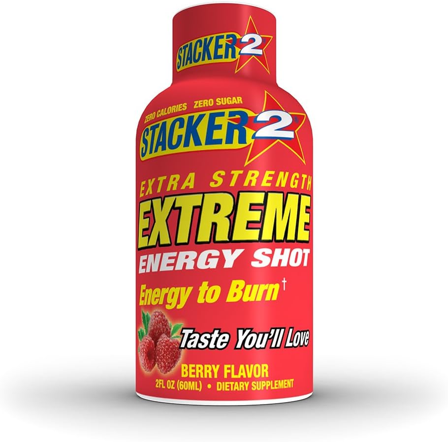 Stacker 2 Extreme Energy Shot Extra Strength, Berry, 2.5 Fluid Ounce