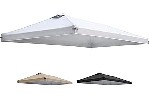 FLOUREE 10x20 Canopy Replacement Top Cover with Air Vents for ez up Pop up Canopy Gazebo Tent, with Adjustable Strap, Waterproof & Anti-UV for Outdoor Shade (Top Only, Frame Not Included) (Off White)