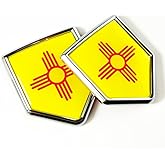 Newperlite New Mexico Flag Decal Sticker Car Emblem New Mexico Flag Car Decoration Accessories Chrome Shield for Truck Vehicles Cars, 2 Pack