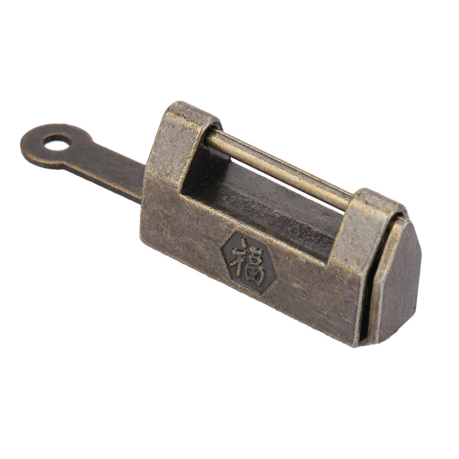 Antique Chinese Padlocks Vintage Lock, Small Size Zinc Alloy Antique Chinese Lock, for Jewelry Box Drawer