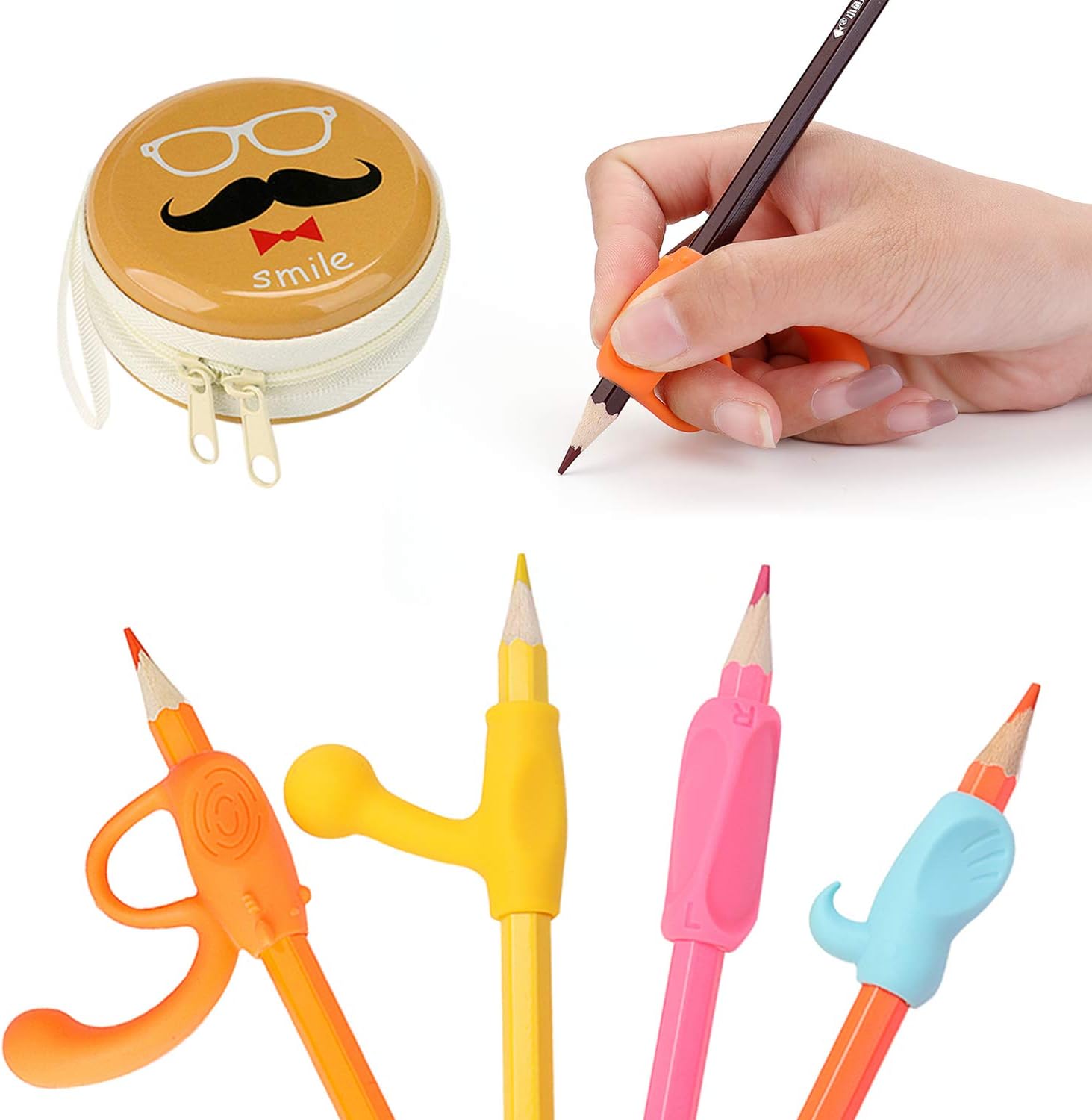 ChenYi Pencil Grils, Writing Aid Grip Posture Correction Ergonomic Pencil Holder Grips Handwriting Grips Assorted Colors Kids Toddler Adults Special Needs Righties Lefies (10pcs)