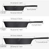 OVERMONT 3-Piece Cast Iron Skillet Set 6, 8, 10 Inch Pre-Seasoned view 2
