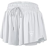 Womens 2 in 1 Flowy Athletic Shorts with Pocket Butterfly Running Workout Shorts Sweat Spandex Lounge Gym Yoga Summer Skirts