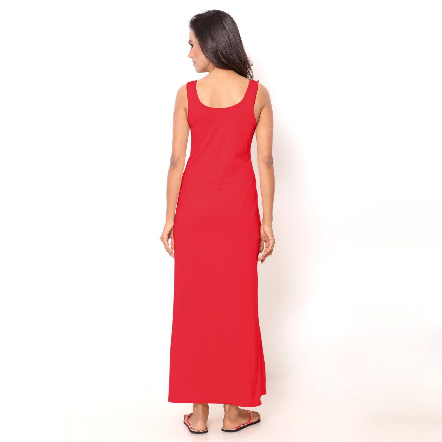 ziya red pure cotton sleeveless nighty