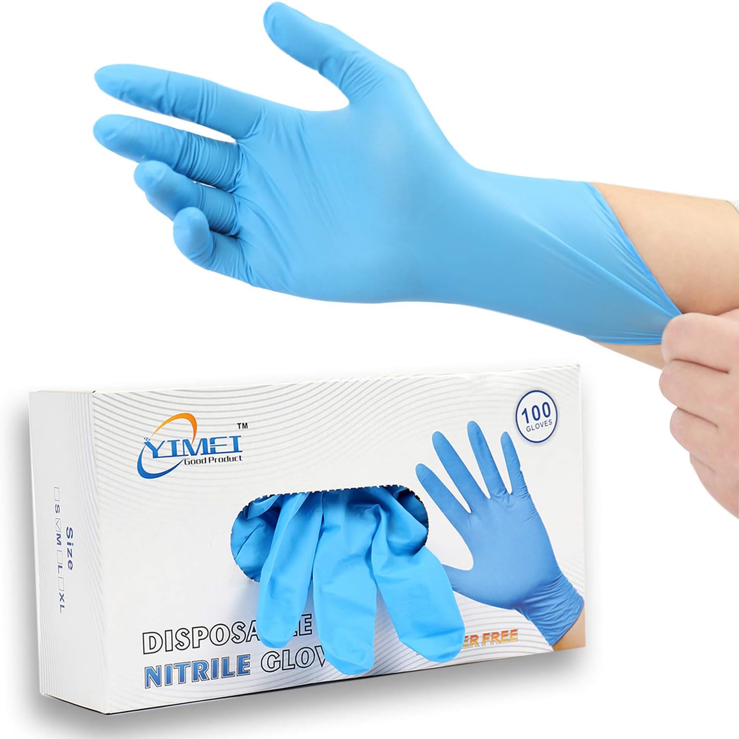 Disposable Nitrile Gloves Latex Free Powder Free Food Grade 4 mil- Medical Industrial Blue Rubber Vinyl Gloves Examination,Food Safe,Waterproof,Size Medium Box of 100