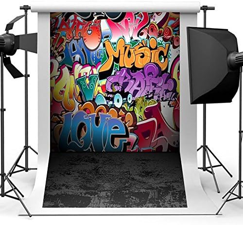 Qintec Graffiti Backdrops Prop Photo Background Vinyl Photography Backdrop for HipHop 80's 90's Themed Party Decorations 5X7ft