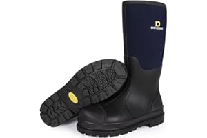 D DRYCODE Work Boots for Men with Steel Shank, Waterproof Rubber Boots, Warm 6mm Neoprene Anti Slip Rain Boots, Size 5-14