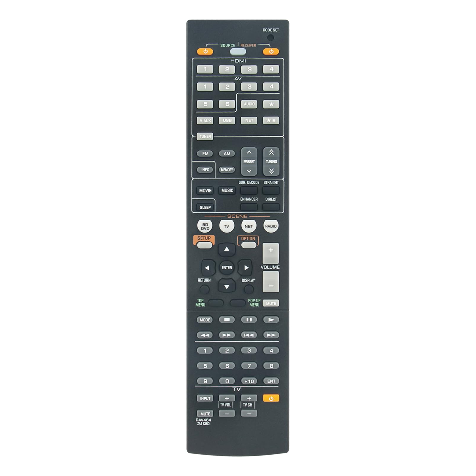 ALLIMITY RAV464 ZA11360 Replace Remote Control fit for Yamaha Audio System RAV464-ZA11360 HTR-4065 HTR-5065 RX-V573 RXV-473