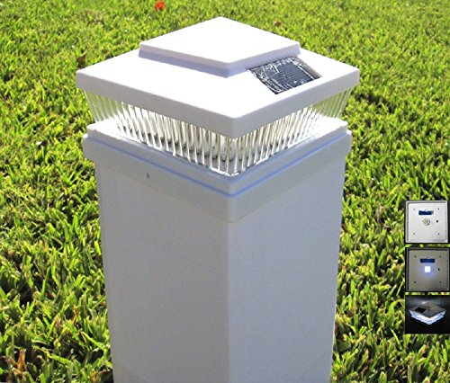 Plastic White 5 X 5 Outdoor 5 LED 78Lumens Solar Post Cap Light Designed to fit on 5x5 Hollow Vinyl/PVC/Plastic or Solid Wood/Composite Posts