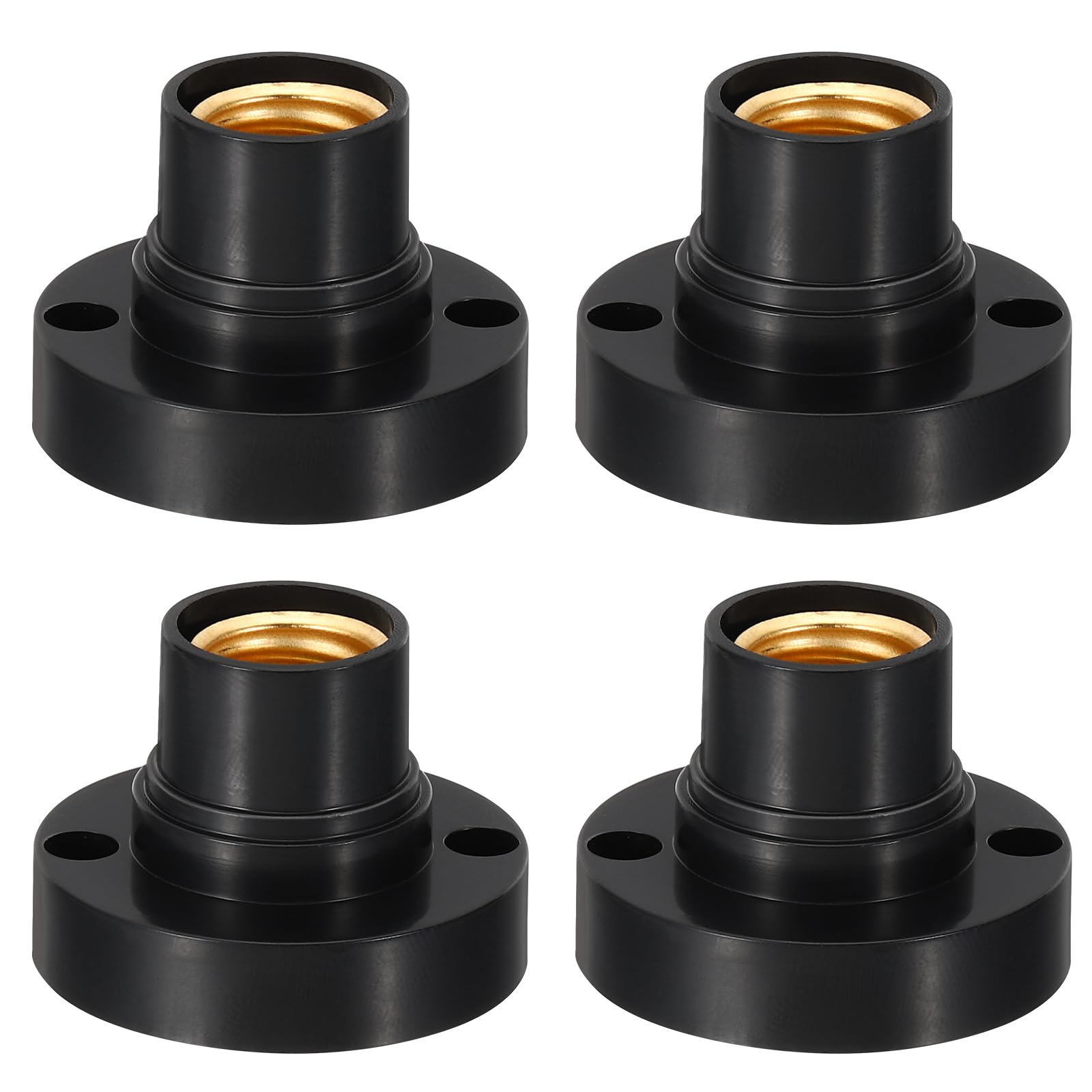 PATIKIL E14 Bulb Socket, 4pcs Round Screw Base Lamp Holder Light Replacement Bases for Halogen CFL Light Bulb, Black