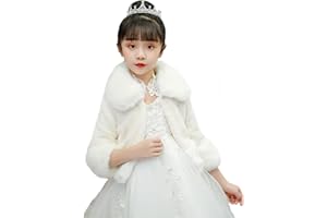 Icegrey Girls Princess Faux Fur Winter Wraps Shawl Kids Bolero Cardigan Dress Coat Wedding Party Dress Up