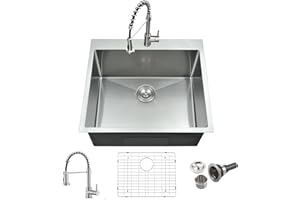 Undermount Laundry Sink with Faucet Combo-Bokaiya,25"x22"x13"Laundry Room Sink 13" Deep Laundry Utility Sink 16 Gauge Single 