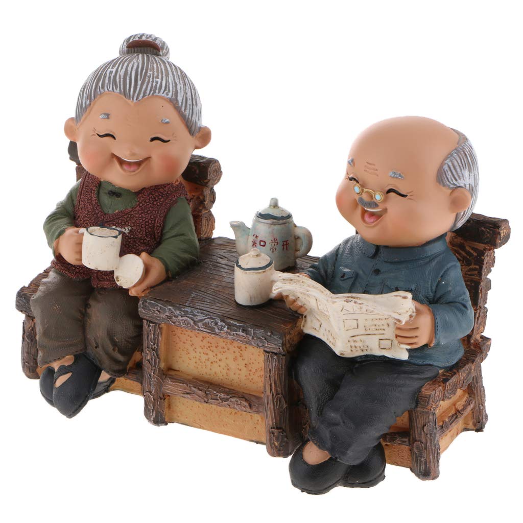 Fenteer Romantic China Old Husband And Wife Married Couple Loving Sculpture Fiugr Decoration Gift - 05 Read Newspapers, as described