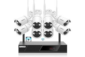 [3TB WiFi Kit] SANSCO Wireless CCTV Security Camera System with 3TB HDD & Audio Rec., 8 Channel NVR, (8) 3MP HD Outdoor IP Bullet Camera (Night Vision, Rapid USB Backup, App/Email Alert, Waterproof)