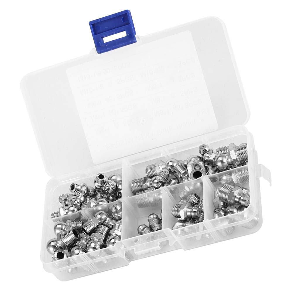 Grease Nipple,45PCS M6/M8/M10 Metal Brass Zerk Grease Nipple Fitting Assortment Kits