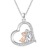 YYmqmq Heart Animal Necklace 925 Sterling Silver Cute Animal Pendant Jewelry Birthday Gifts for Women Girlfriend Mom Animal Lovers