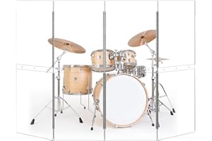 YSBLHCT Portable Drum Shield 4-Panels 2ft x 5ft - Acrylic with Stainless Steel Hinges - Perfect for Churches, Home Practice, and Live Performances. (4 Panels)