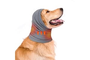 YOYOXINFISH Dog Hat Hoodie, Winter Warm Dog Hat, No Flap Ear Wrap, for Anxiety Relief, Soothing, Grooming, Neck Warming Ear Muffs for Dogs (Grey, Large-15.7-22.8 inches)