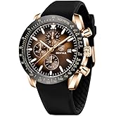 BY BENYAR Watch for Men Analog Quartz Chronograph Waterproof Luminous Designer Mens Wrist Watches Business Work Sport Casual Dress Watch with Silicone Strap Elegant Gifts for Men