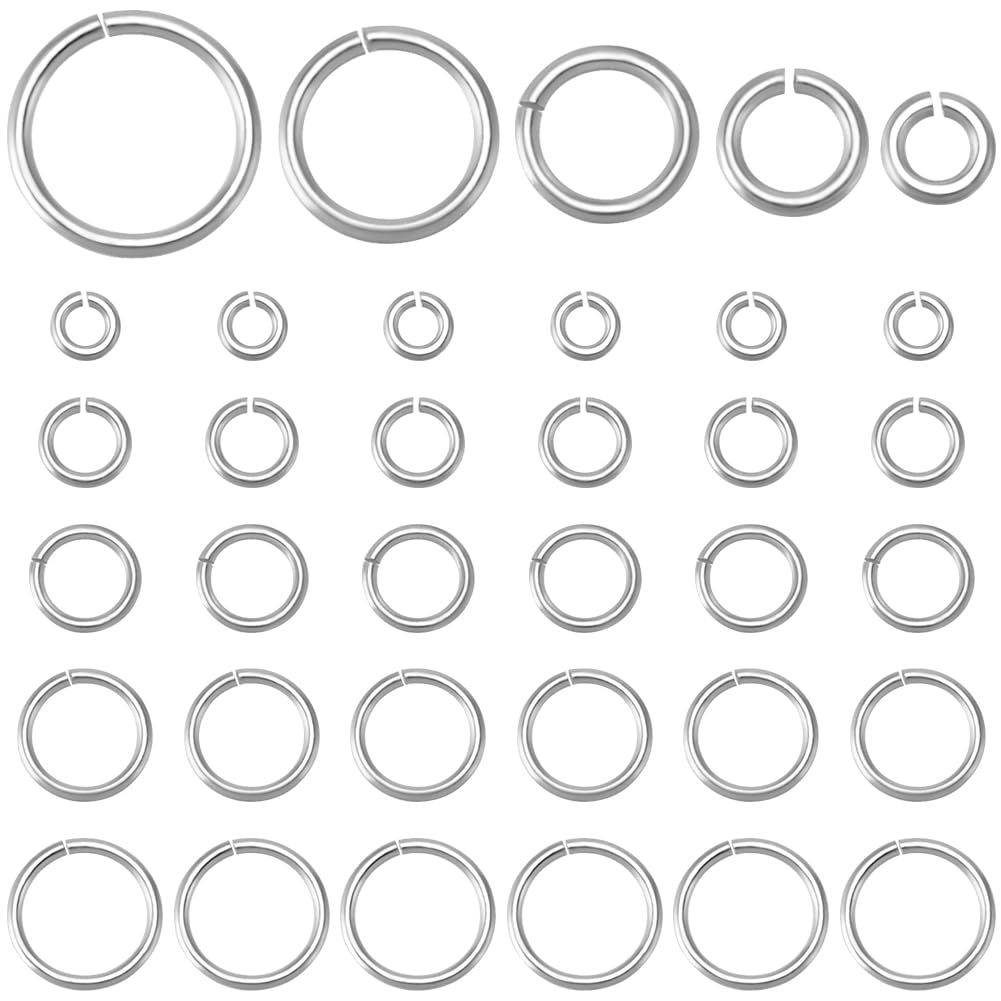 Beebeecraft 1 Box 50Pcs Open Jump Rings 925 Sterling Silver Single Loop 3/4/5/6/7mm Small Circle Frames Key Chain Connector Rings for Jewelry Making