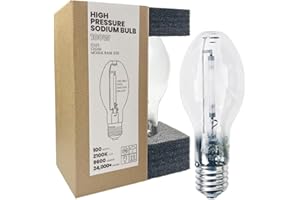 GRUOTVSZAK LU100/MOG 100 Watt High Pressure Sodium Light Bulb, Mogul Base (E39), ANSI Code S54, 9600 Lumen, 24000 Life Hours, ED23 Clear Bulb, 2100K