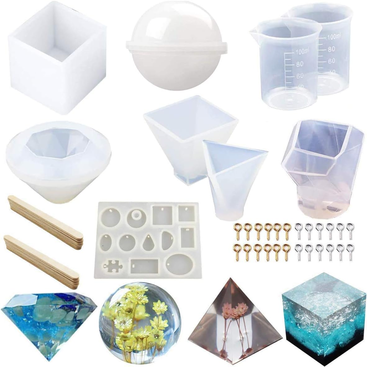 Queta Epoxy Resin Molds Silicone 43Pcs Large Resin Casting