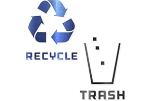 VINYL FRIEND Recycle and Trash Stickers Modern Logo (1 ea) Symbol to Organize Trash cans or Garbage containers and Walls - Vinyl Decal Sticker - Contour Cut (Metallic Blue/Black, Small)