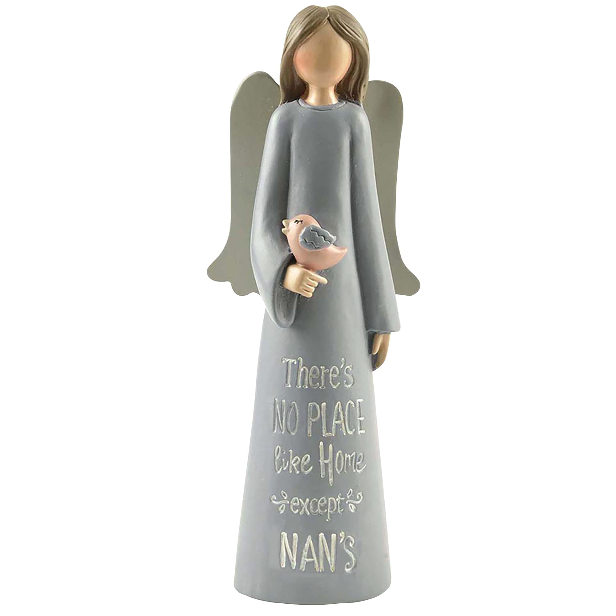 Feather & Grace Angel Hand Painted Decorative Figurine for Nana | Resin with Nana's No Place Like Home Message | Decoration for Living Room, Bookshelf, Desk | Gift for family Occasion & Mother’s day
