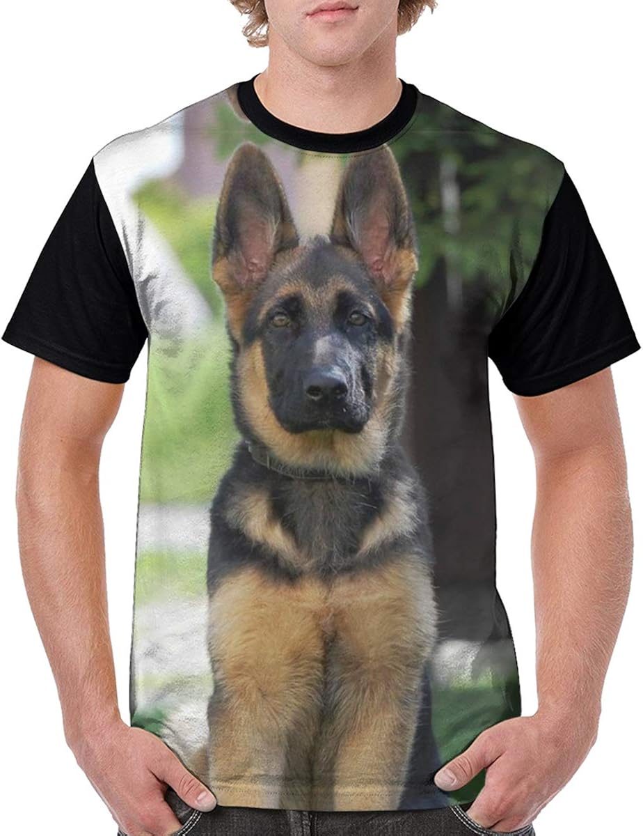 Men's German Shepherd Dog Unisex Fitted Black TShirt Men's Sun