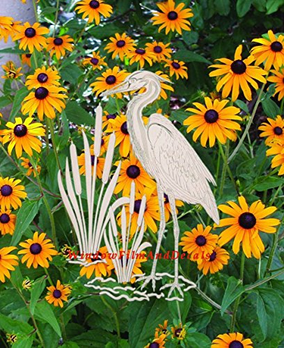 Egret & Cattails Right Oval Etched Window Decal Vinyl Glass Cling - 15" x 23" - Clear with White Design Elements