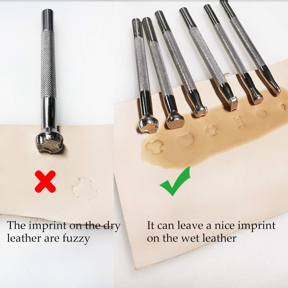 Jupean Leather Stamping Tools, Leather Working Saddle Leather Stamping Kit Special Shape Stamp Punch Set Carving Leather Craft Stamp Handmade Art Tools