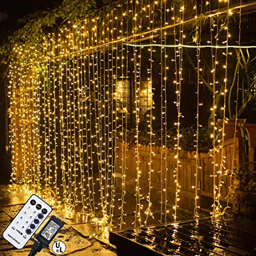 MAGGIFT 304 LED Curtain String Lights, 9.8 x 9.8 ft, 8 Modes Plug in Fairy String Light with