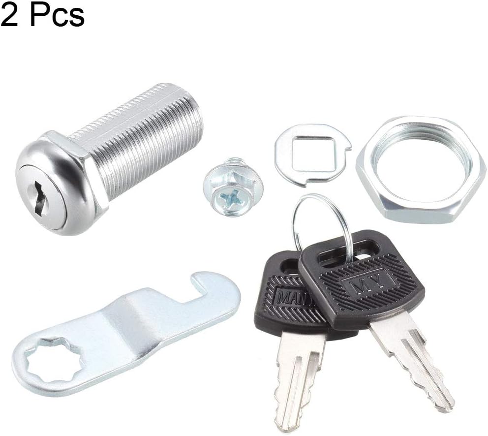 sourcing map Cam Lock 1-1/2" Cylinder Long Cabinet Locks with No.1 Cam, Fits on 1-3/8" Max Thick Panel, Keyed Different 2Pcs - Image 4