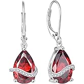 Inpasne Teardrop Dangle Drop Earrings for Women 925 Sterling Silver Leverback Earrings Birthstone Jewelry Gifts for Her