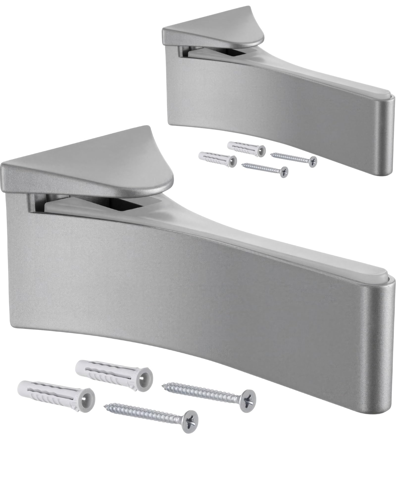 Gedotec Design shelf bracket - metal wall shelf - silver anodized | 2 pieces - Heavy duty shelf bracket | MAFOS | Shelf thickness 6-30 mm | Shelf support with load capacity up to 50 kg | Shelf support