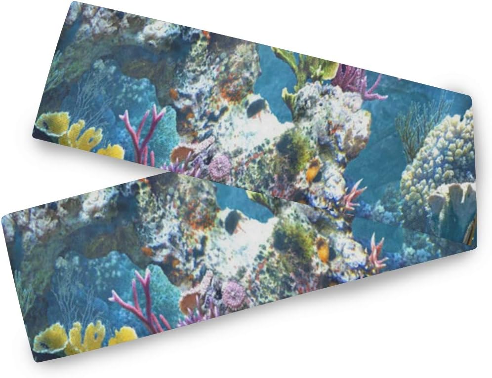 Dining Table Runner Coral Reefs Music Non Slip Table Cloth Runners Dresser Scarf for Home Kitchen Party Wedding Decorations Indoor and Outdoor Parties 13x90 Inch