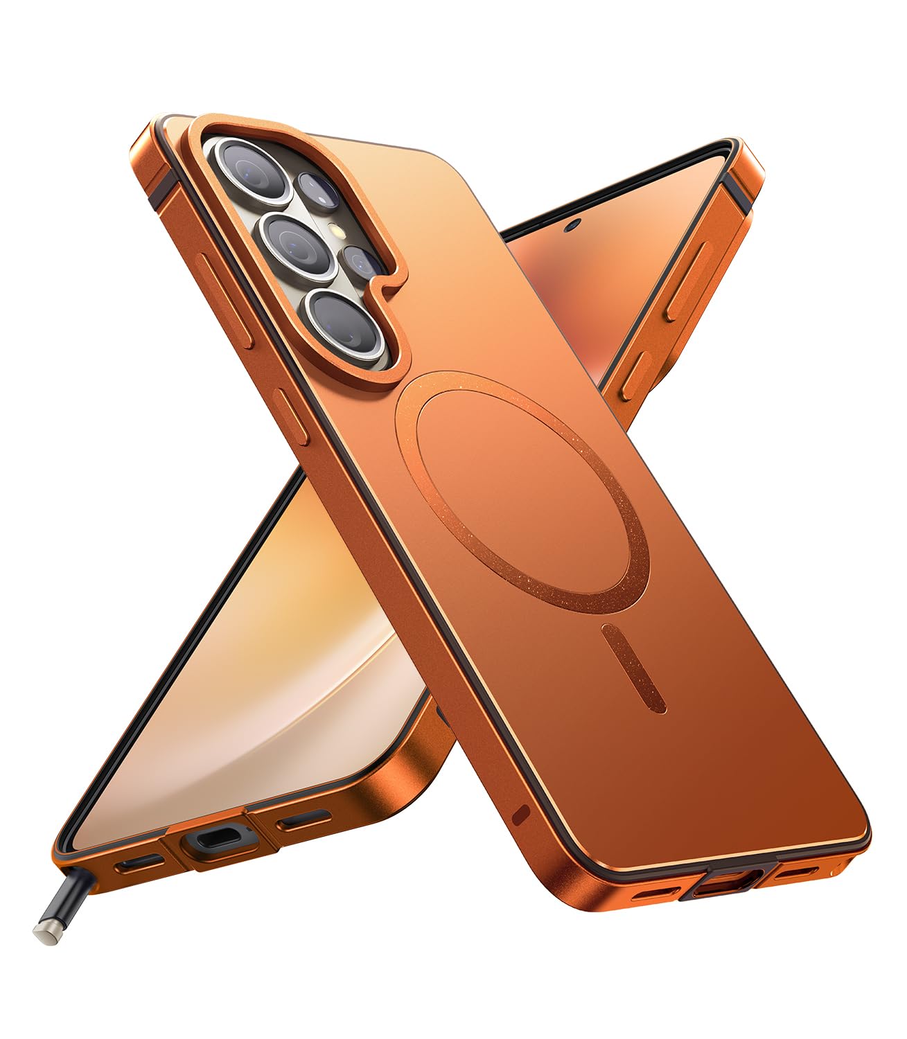 Vertmost Magnetic for Samsung Galaxy S26 Ultra Case, [1:1 Metal Original Grip] Fit for MagSafe [Military-Grade Protection] with Shockproof Lining Slim Phone Case for Samsung S26 Ultra Case,Orange